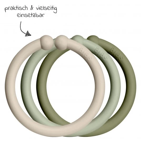 Bibs Kinderwagenkette - Loops 12er Pack - Vanilla / Sage / Olive 2 Bibs Kinderwagenkette - Loops 12er Pack - Vanilla / Sage / Olive – Bild 2