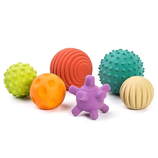 Miniland Motorik-Bälle 6er Pack Sensory Balls aus Naturkautschuk 1 Miniland Motorik-Bälle 6er Pack Sensory Balls aus Naturkautschuk
