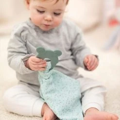 Nattou 2-tlg. Set Schmusetuch mit Silikon-Beißring - Mint -Günstiges Babyspielzeug Geschäft nattou 2 tlg set schmusetuch mit silikon beissring mint 877879 d4